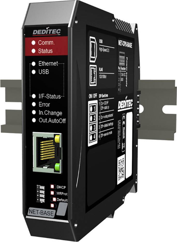 Deditec NET-CPU-BASE NET-CPU-BASE Multifunktionsmodul USB, Ethernet Anzahl Eingänge: 0 x Anzahl Ausgänge: 0 x 7 V, 24V 1St.