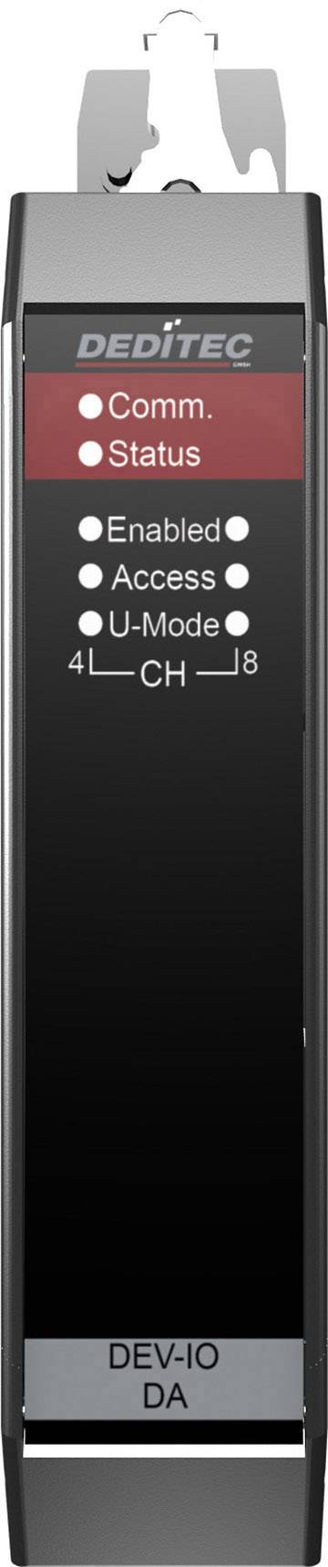 Schwarzes elektronisches Gerät mit roten und weißen Anzeige-LEDs für 'Comm.', 'Status', 'Enabled', 'Access', 'U-Mode'; Etikett 'DEV-IO DA'.