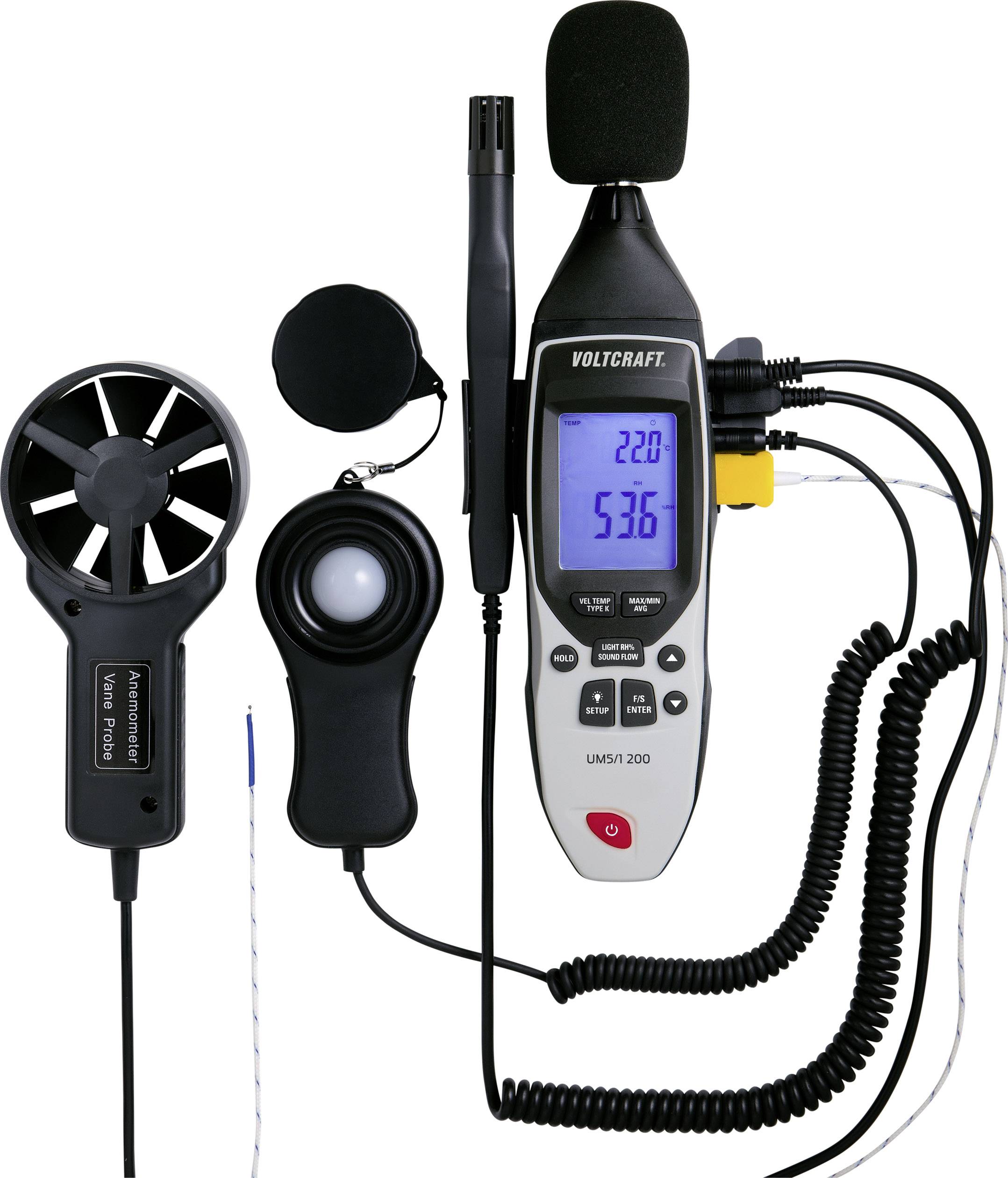 VOLTCRAFT UM5/1 200 Temperaturadapter -200 - 1372°C Fühler-Typ K Multifunktions-Umweltmessgerät 5in1