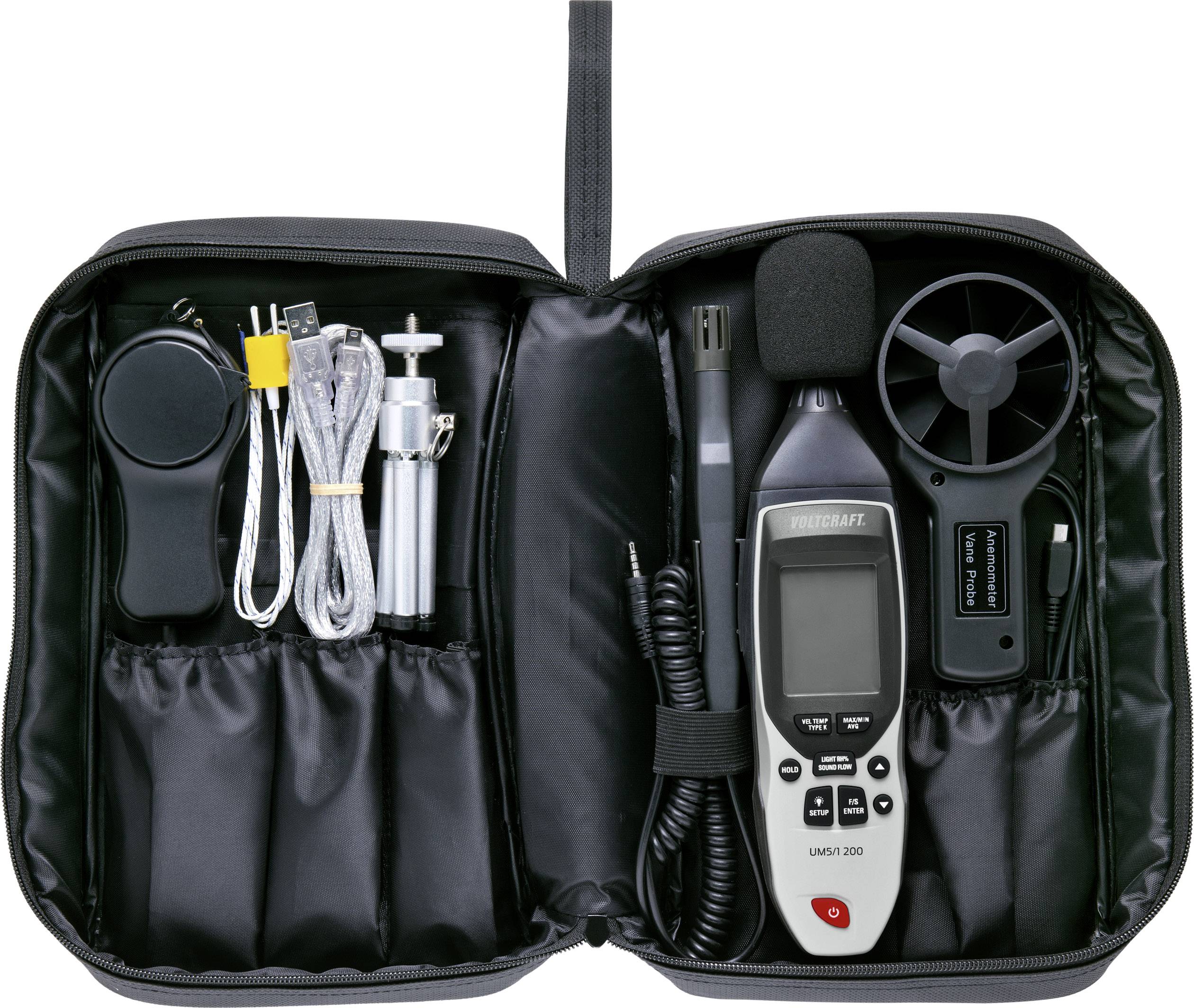 VOLTCRAFT UM5/1 200 Temperaturadapter -200 - 1372°C Fühler-Typ K Multifunktions-Umweltmessgerät 5in1