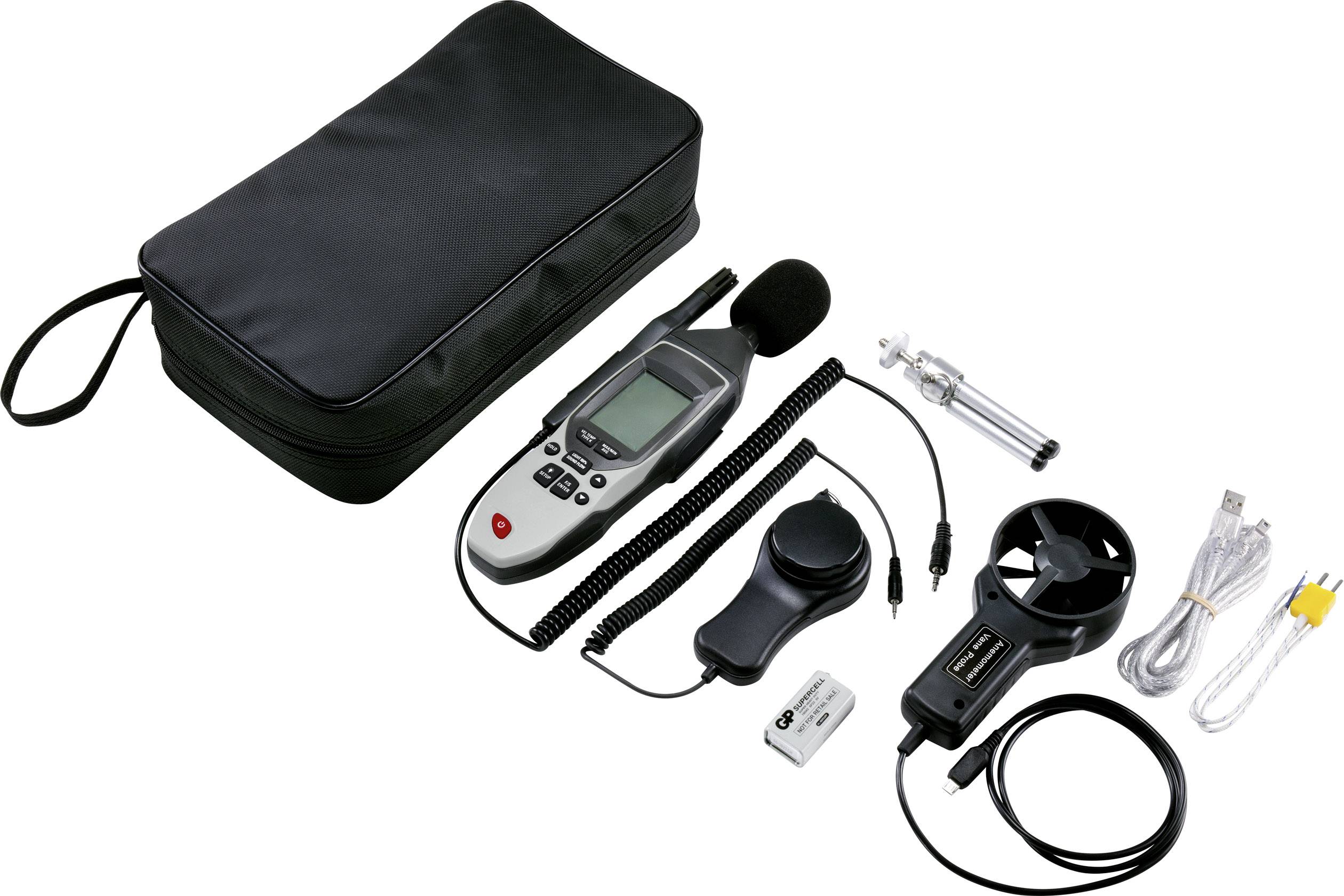 VOLTCRAFT UM5/1 200 Temperaturadapter -200 - 1372°C Fühler-Typ K Multifunktions-Umweltmessgerät 5in1