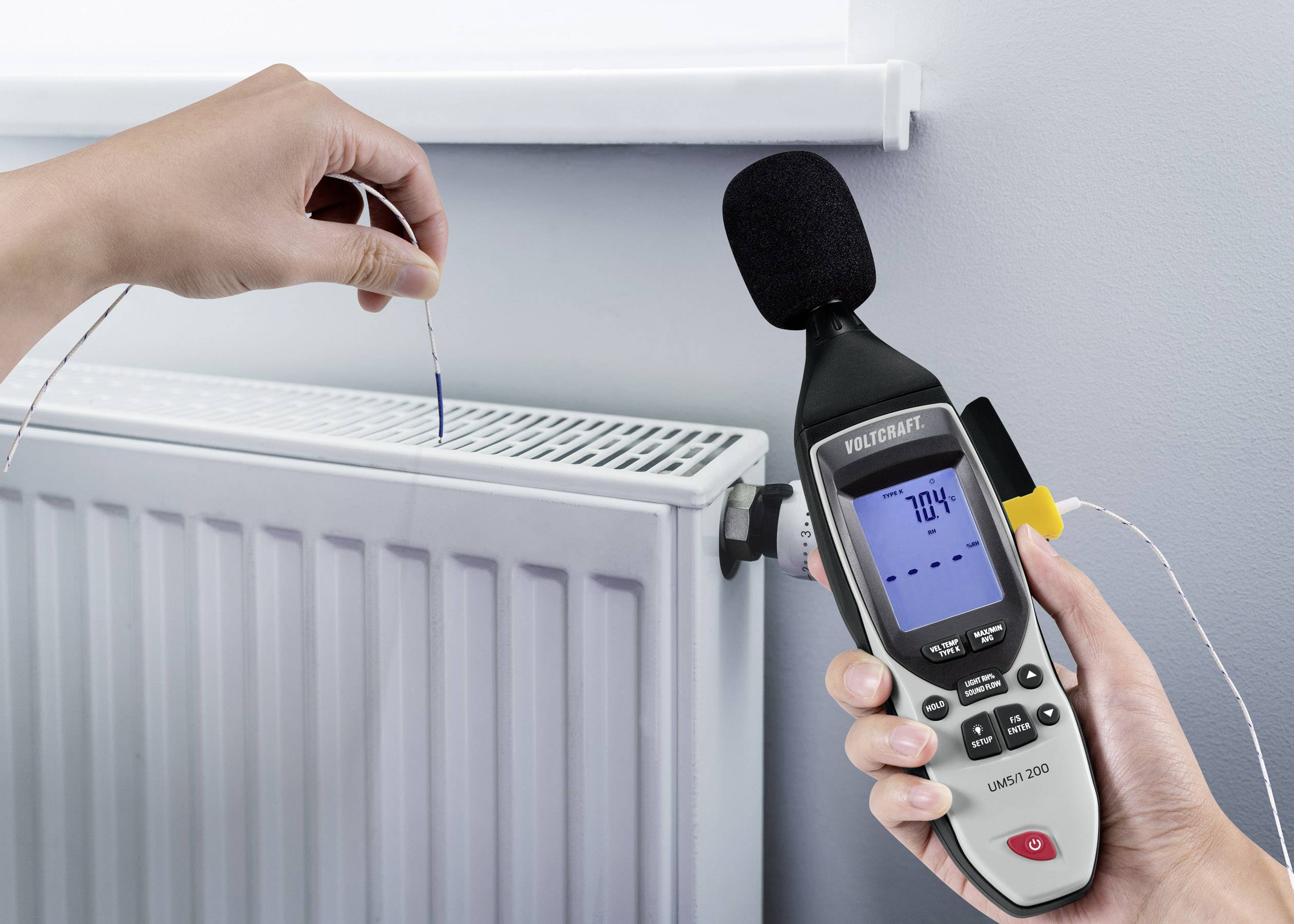 VOLTCRAFT UM5/1 200 Temperaturadapter -200 - 1372°C Fühler-Typ K Multifunktions-Umweltmessgerät 5in1