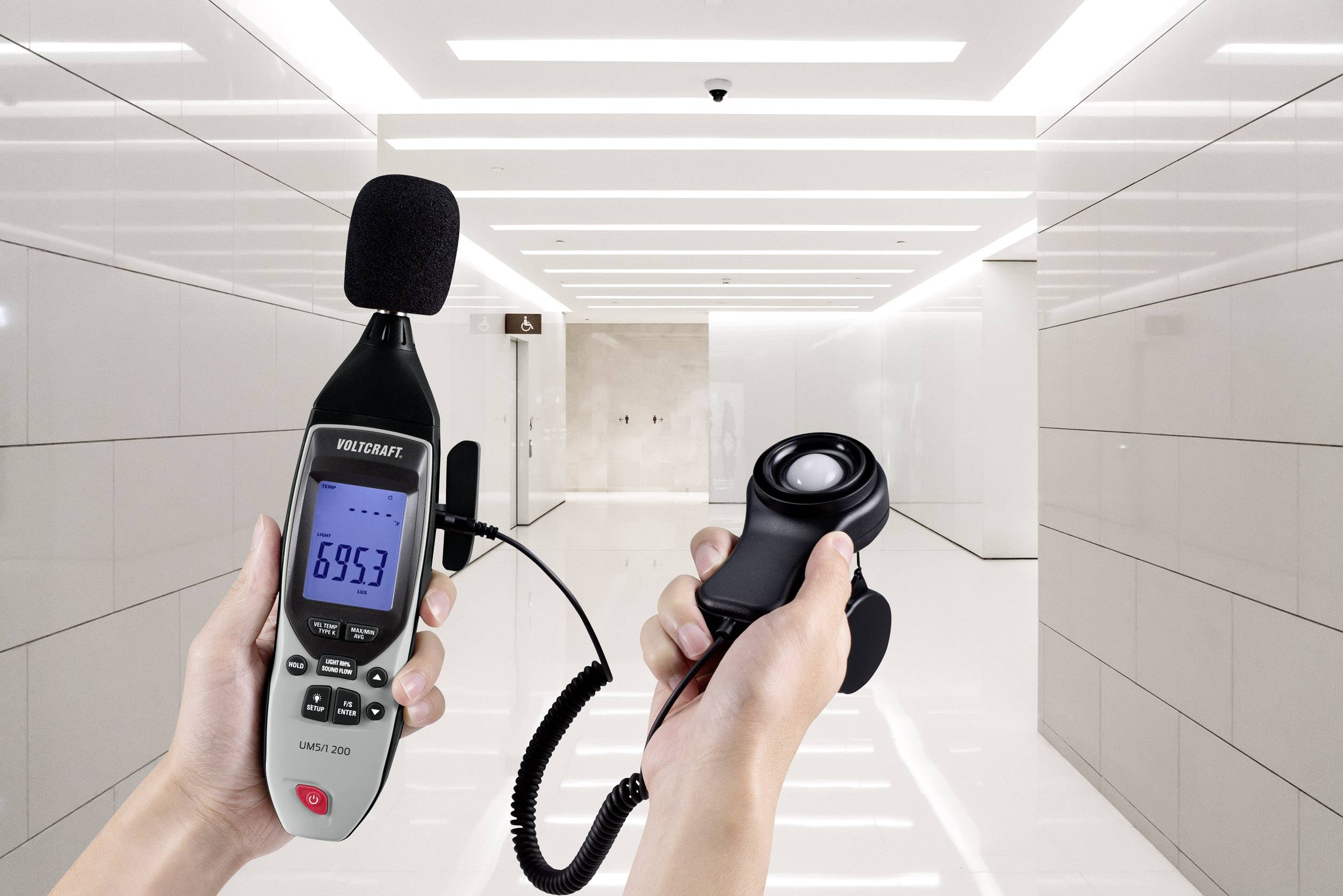 VOLTCRAFT UM5/1 200 Temperaturadapter -200 - 1372°C Fühler-Typ K Multifunktions-Umweltmessgerät 5in1