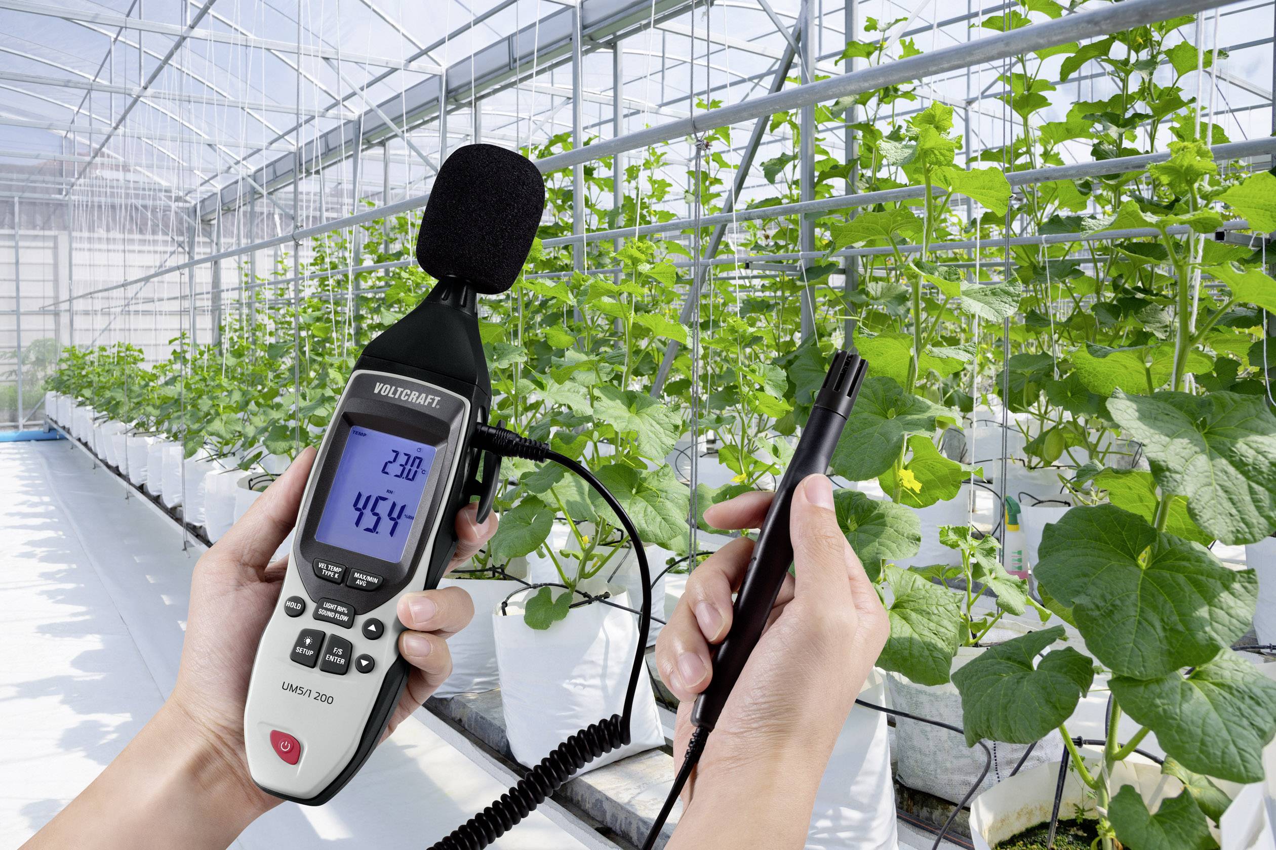 VOLTCRAFT UM5/1 200 Temperaturadapter -200 - 1372°C Fühler-Typ K Multifunktions-Umweltmessgerät 5in1