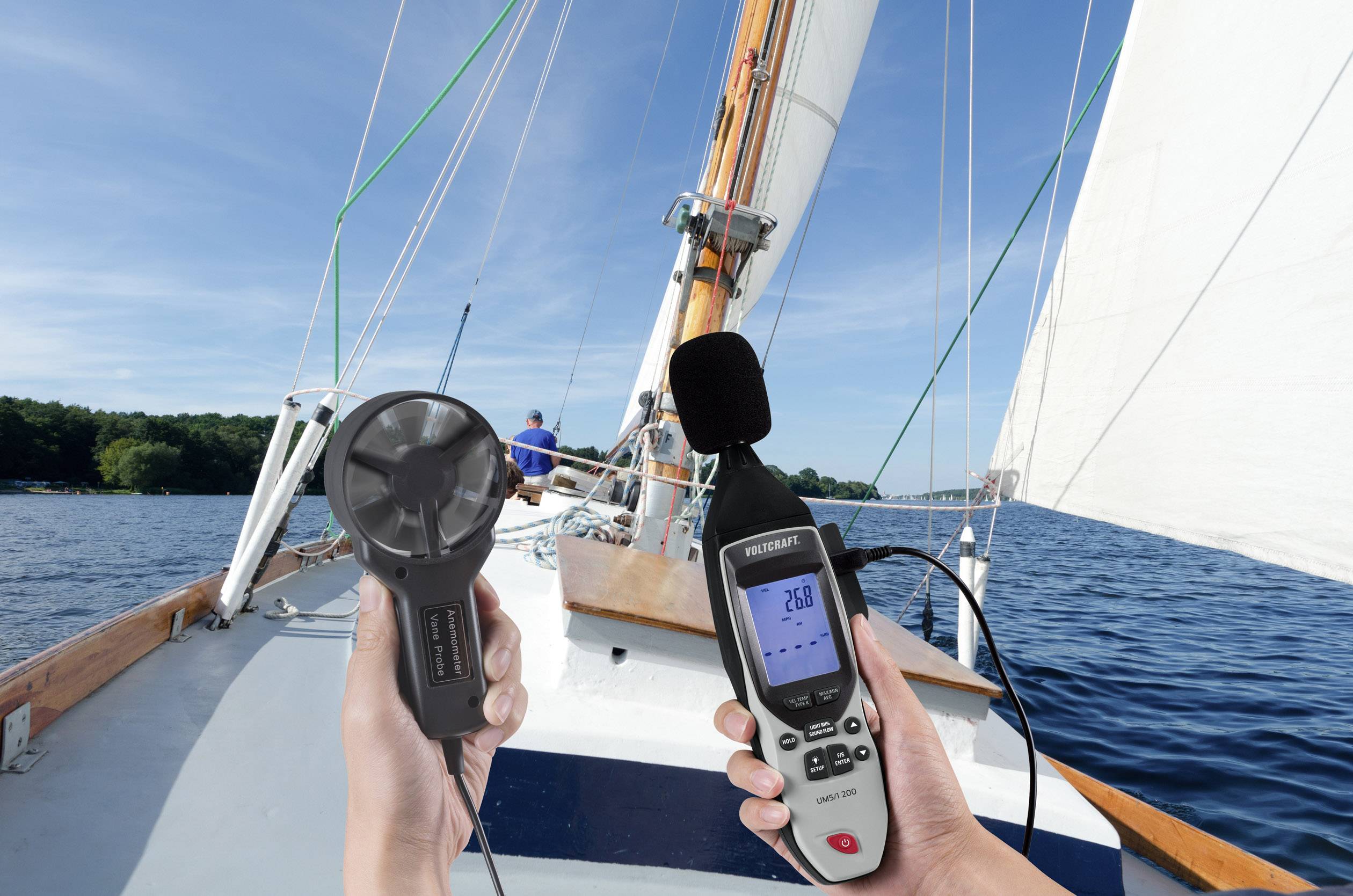 VOLTCRAFT UM5/1 200 Temperaturadapter -200 - 1372°C Fühler-Typ K Multifunktions-Umweltmessgerät 5in1