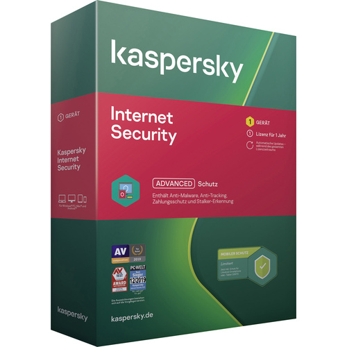 Kaspersky Internet Security + Android Security (Code in a Box) Vollversion, 1 Lizenz Windows, Android, Mac Antivirus
