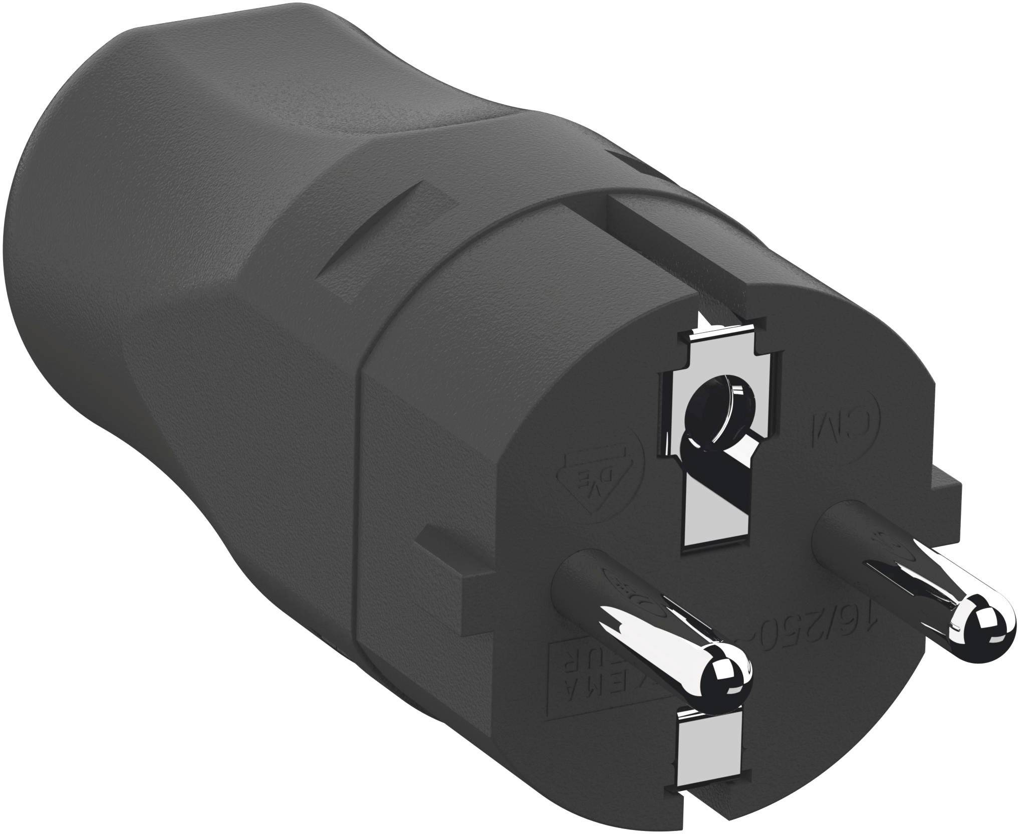 Bachmann 960.101 Schutzkontaktstecker Polypropylen 250V Schwarz IP20