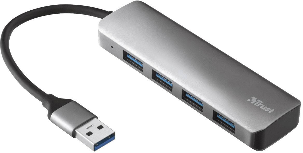 Trust HALYX 4 Port USB 3.2 Gen 1-Hub (USB 3.0) Silber