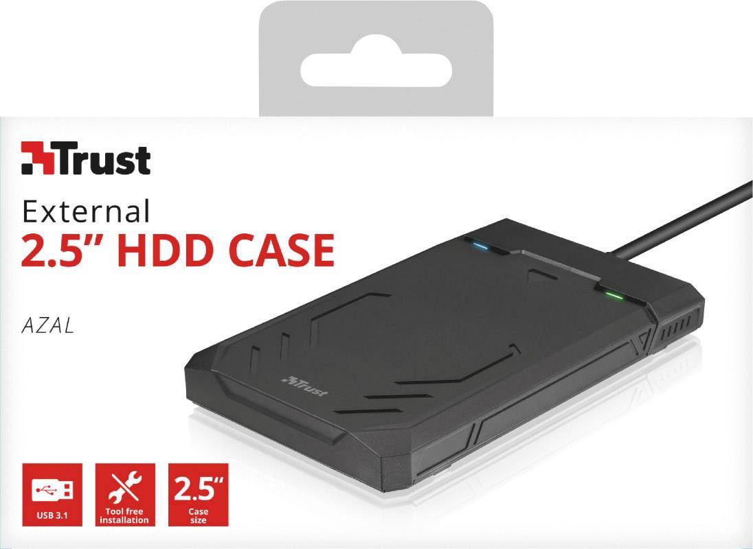 Trust 22734 6.35cm (2.5 Zoll)-Festplattengehäuse 2.5 Zoll USB 3.2 Gen 2 (USB 3.1), SATA 6 Gb/s