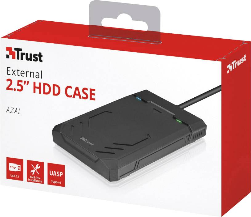 Trust 22734 6.35cm (2.5 Zoll)-Festplattengehäuse 2.5 Zoll USB 3.2 Gen 2 (USB 3.1), SATA 6 Gb/s