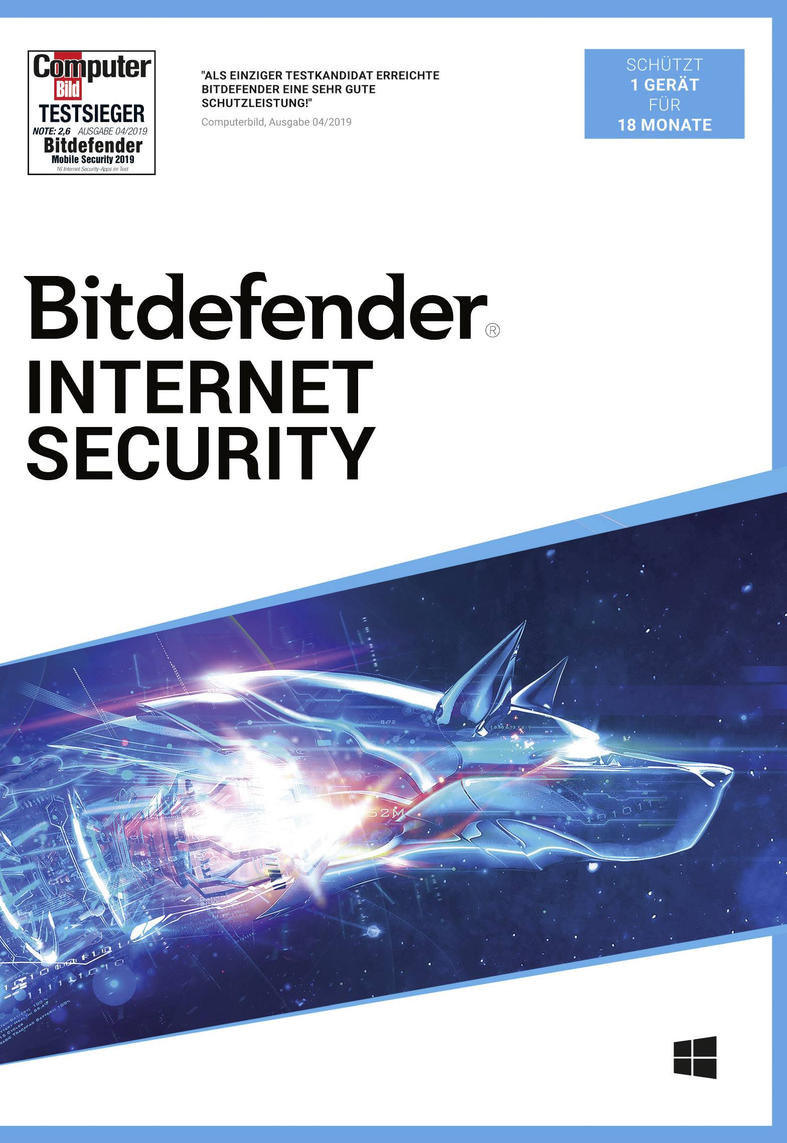 BitDefender Internet Security 2020 Vollversion, 1 Lizenz Windows Antivirus, Sicherheits-Software