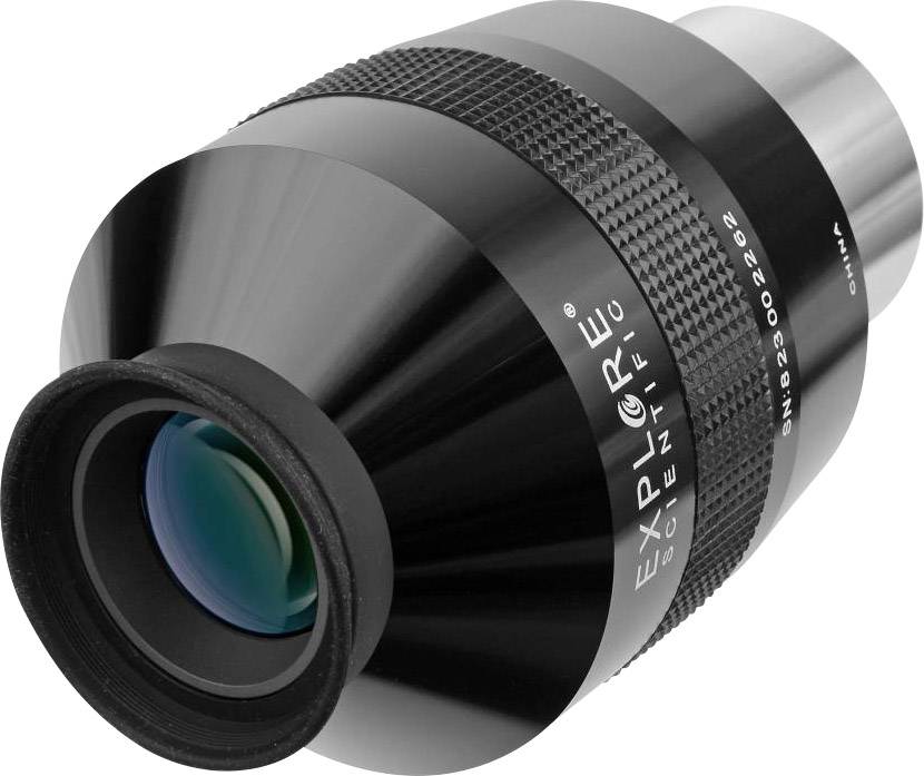 Astronomisches Okular mit schwarzem Gehäuse und grüner Linse, hilfreich zur Verbesserung der Sicht von Himmelsobjekten durch ein Teleskop.