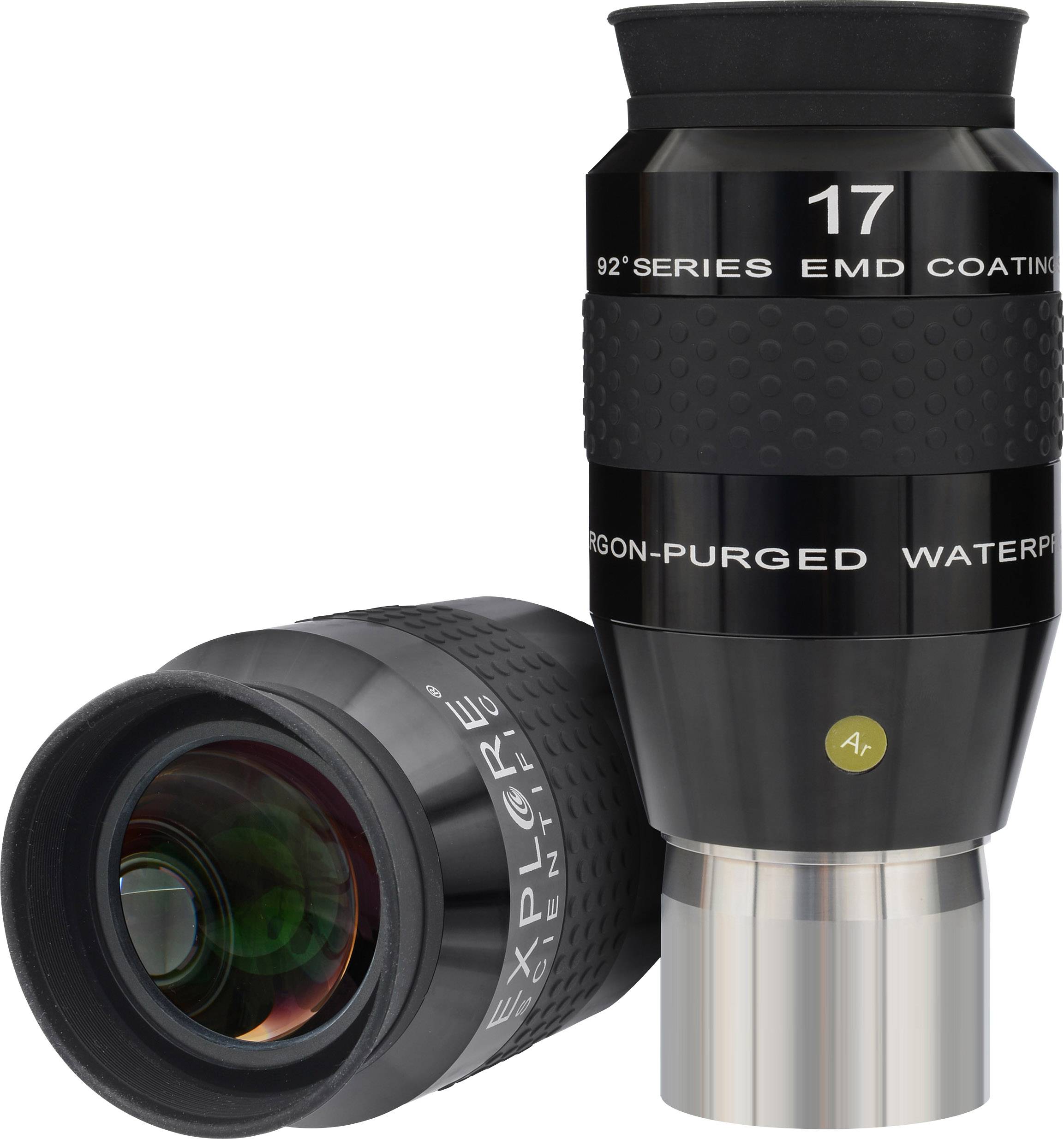 Zwei unterschiedliche hochleistungsfähige Okulare für Teleskope mit mehrschichtiger Beschichtung und 17 mm Brennweite.