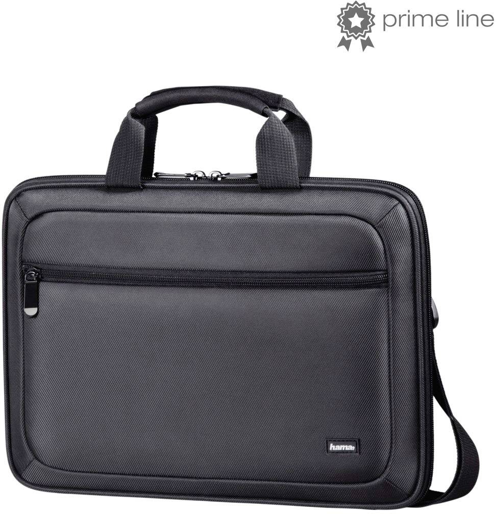 Schwarze Laptop-Tasche mit Hauptfach und Fronttasche, Tragegriff und Schultergurt, geeignet für Transport und Aufbewahrung.