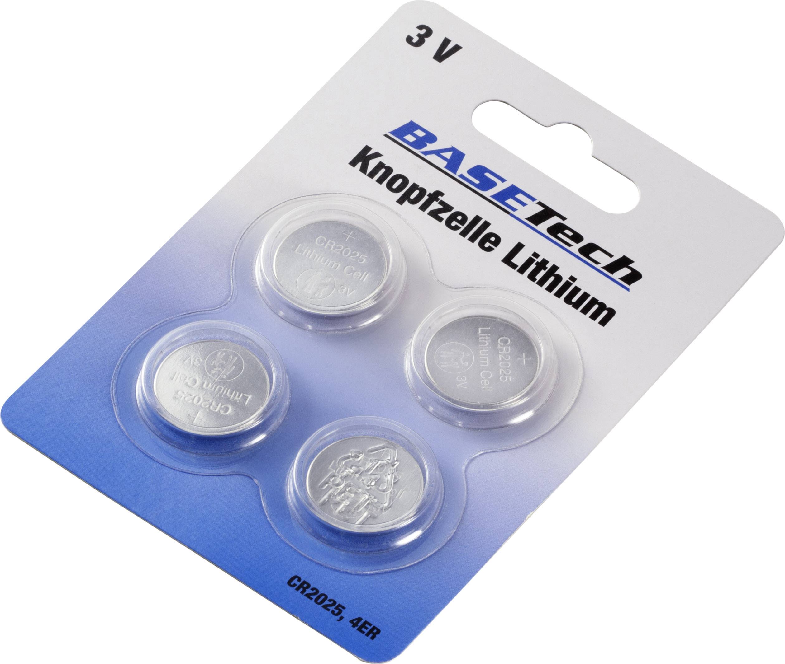 Basetech Knopfzelle CR 2025 3V 4 St. 160 mAh Lithium