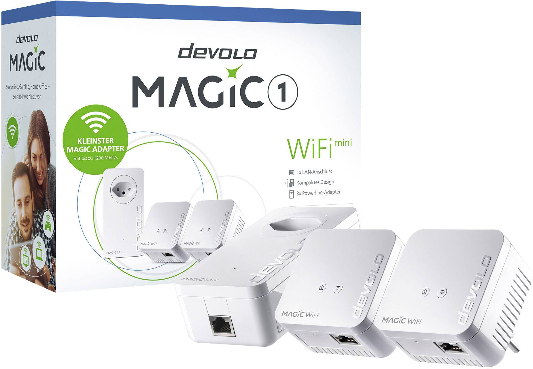 Devolo Magic 1 WiFi mini Multiroom Kit CH Powerline WLAN Network Kit 8573 CH Powerline, VRRP 1200 MBit/s