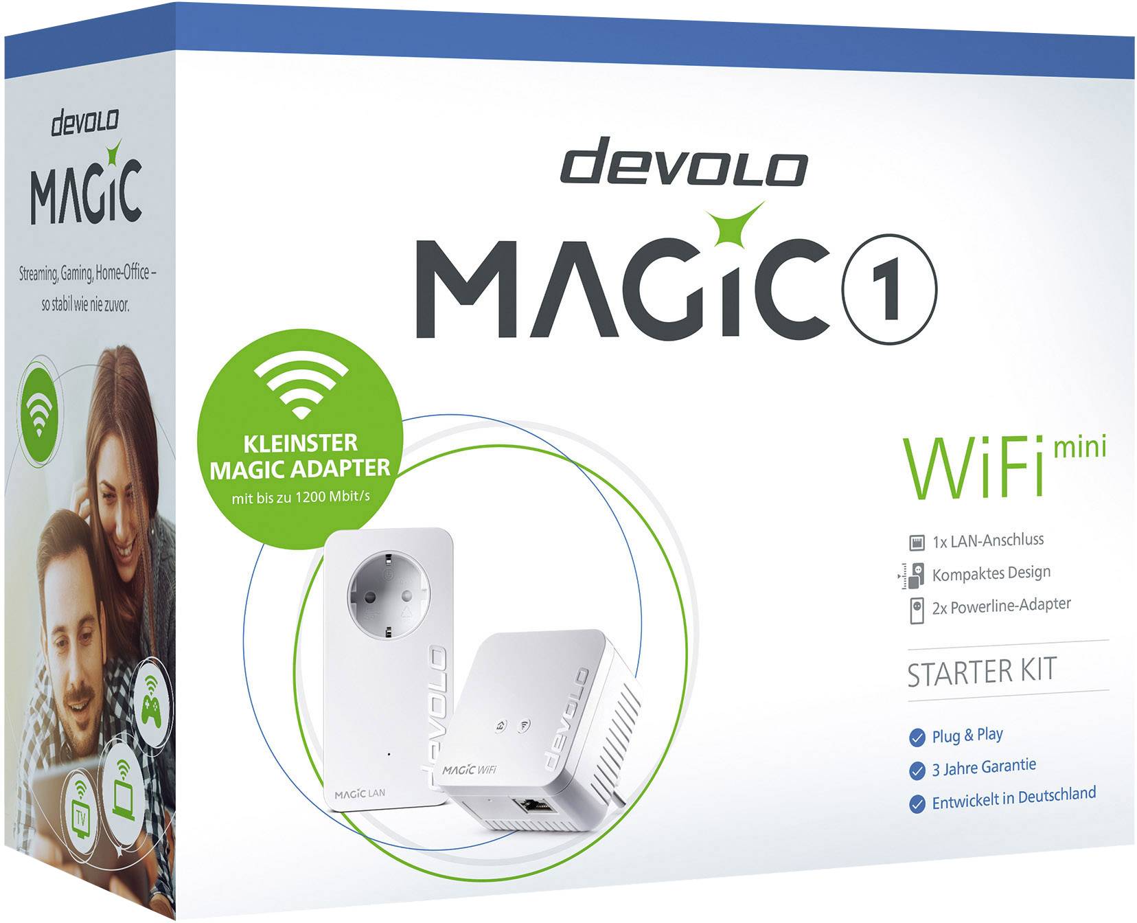 Devolo Magic 1 WiFi mini Starter Kit Powerline WLAN Network Kit 8561 DE, AT Powerline, WLAN 1200 MB