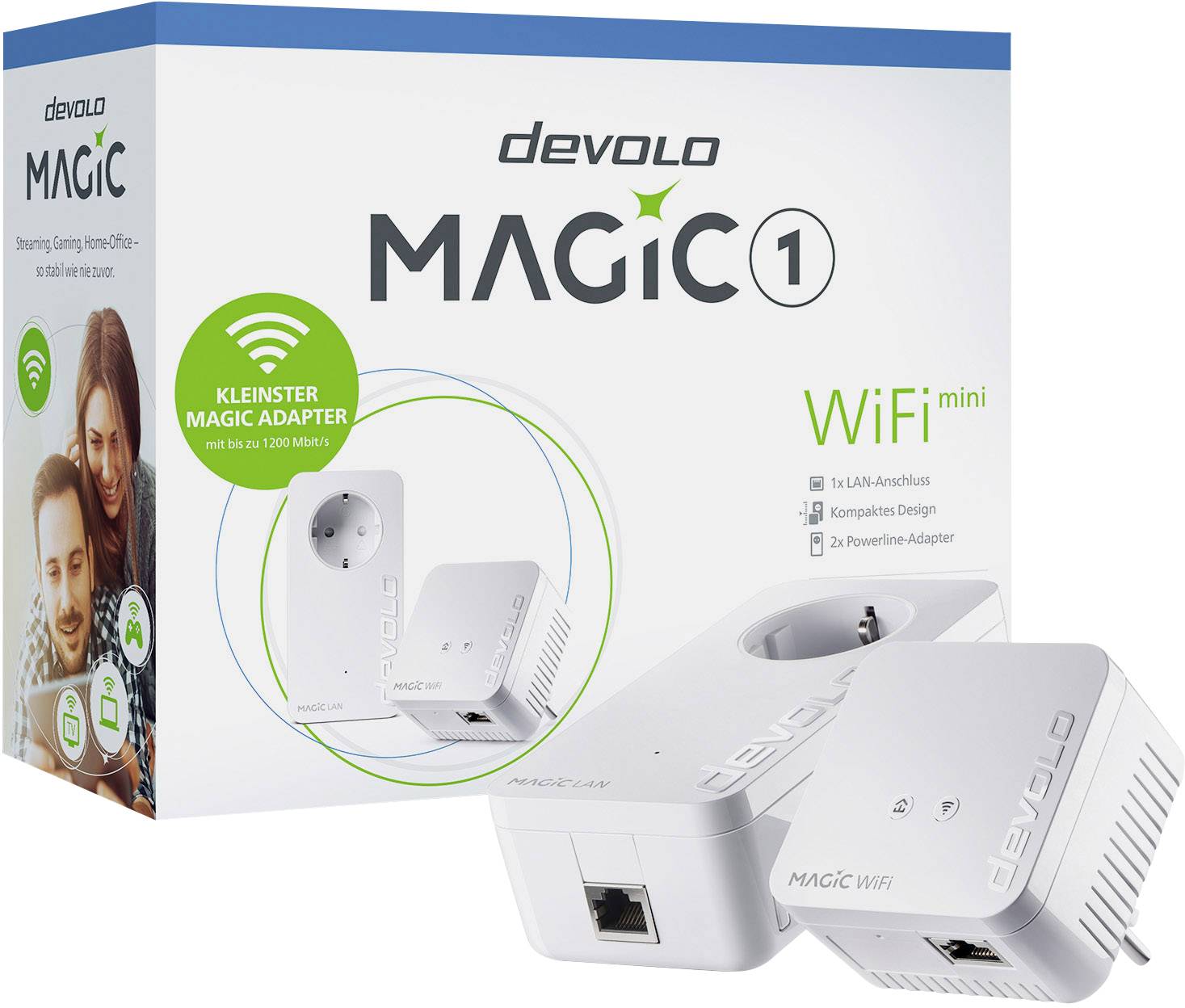 Devolo Magic 1 WiFi mini Starter Kit Powerline WLAN Network Kit 8561 DE, AT Powerline, WLAN 1200 MB
