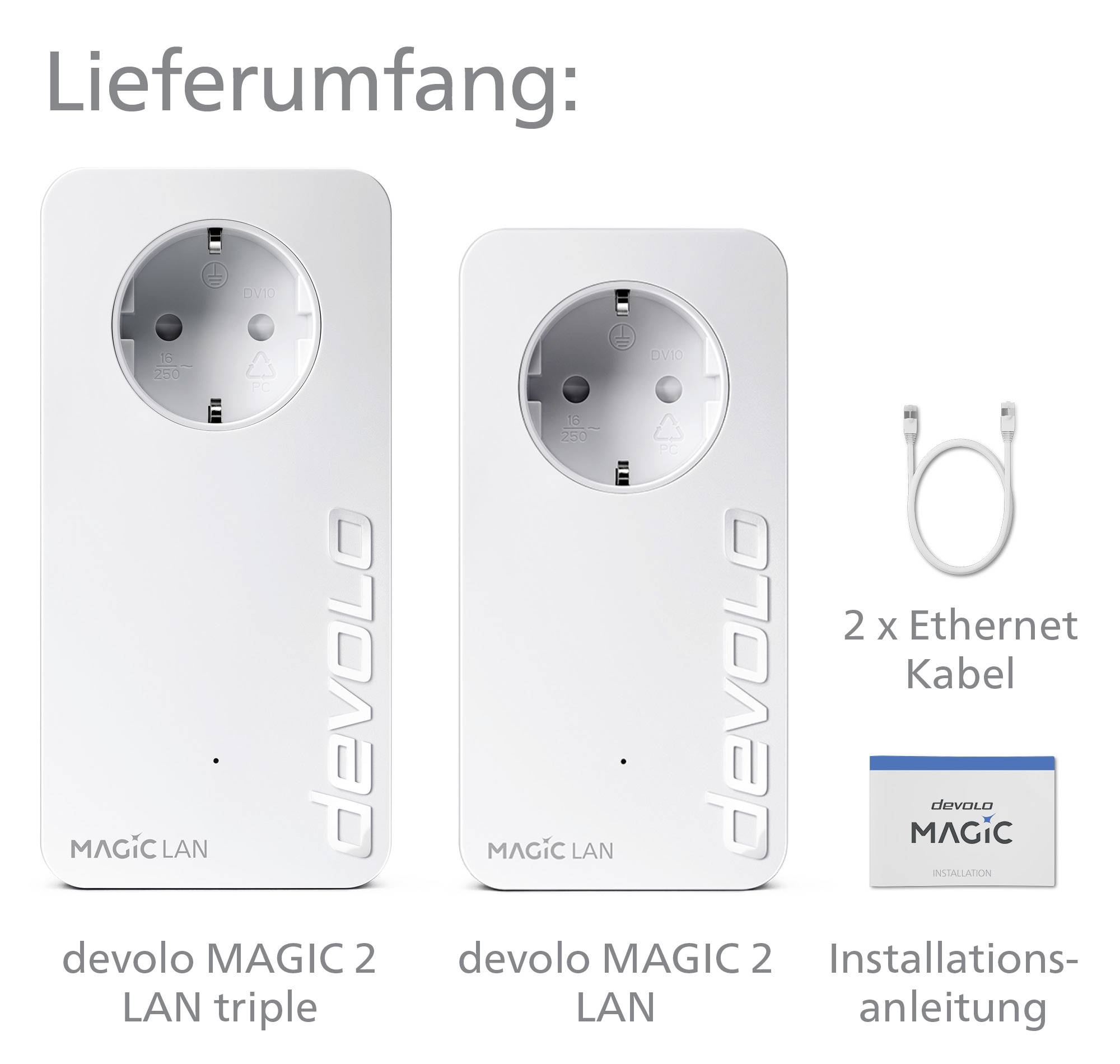 Devolo Magic 2 LAN triple Starter Kit Powerline Starter Kit 8510 DE, AT Powerline 2400 MBit/s