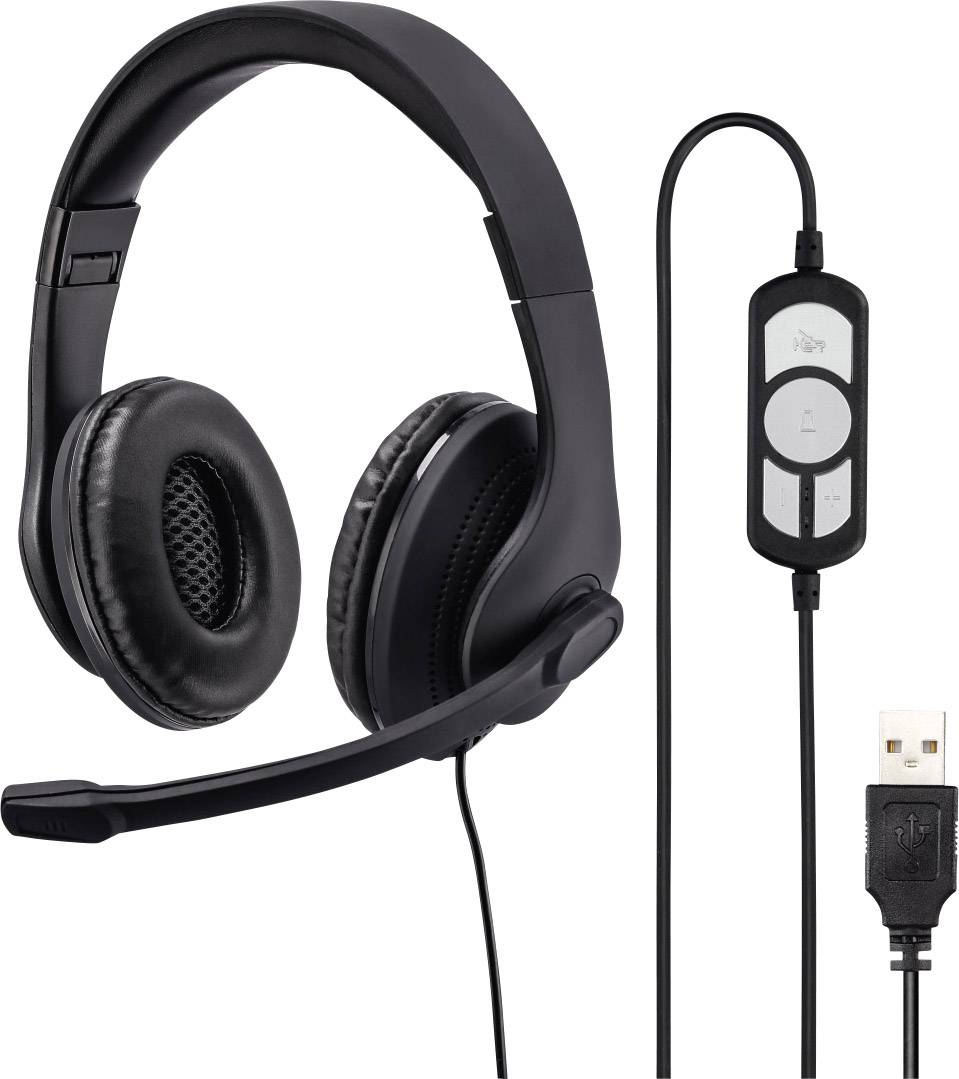 hama 00139924 PC-Office-Headset "HS-USB300", Stereo, Schwarz