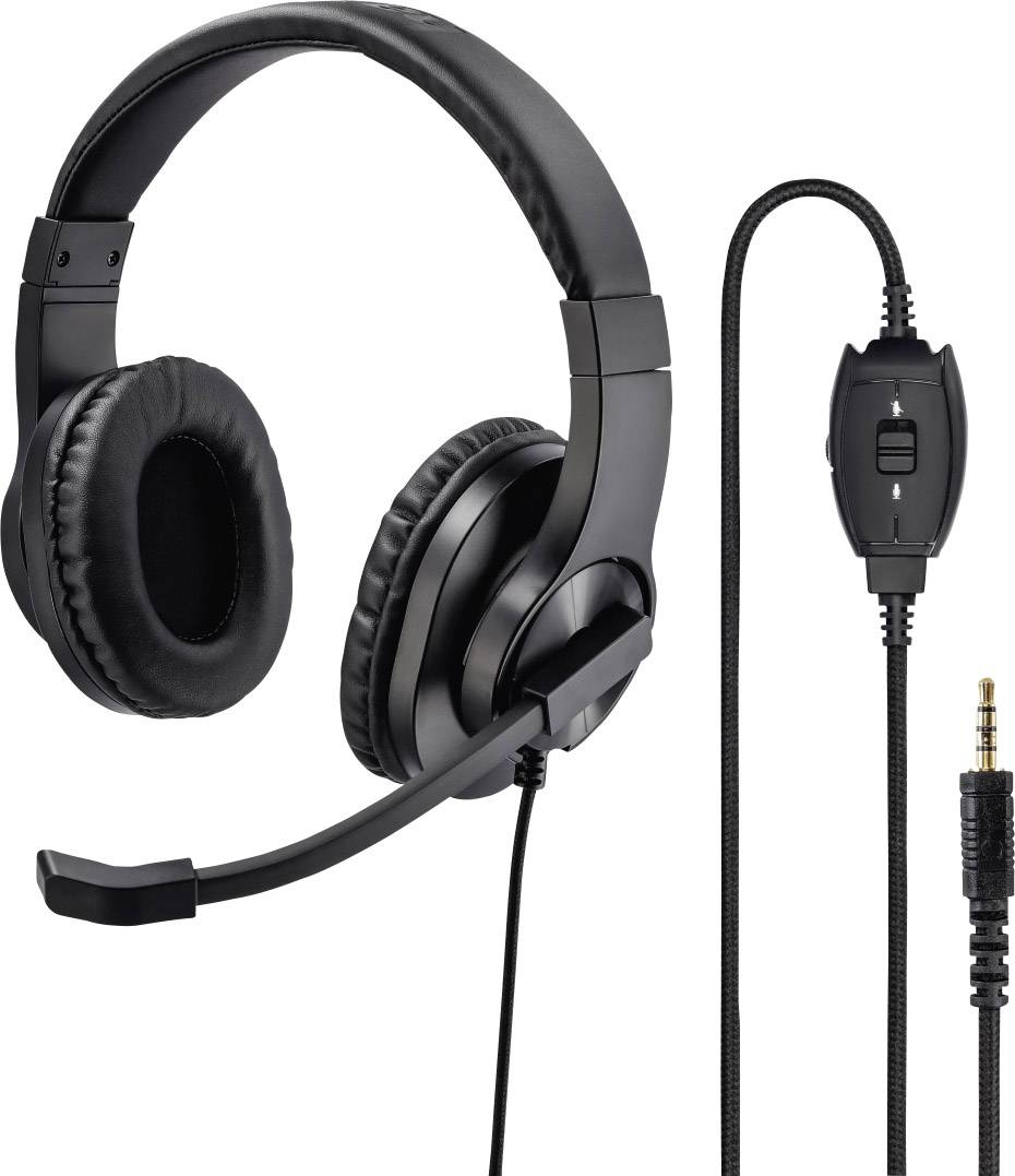Hama Over Ear Headset kabelgebunden Stereo Schwarz Lautstärkeregelung, Mikrofon-Stummschaltung Computer