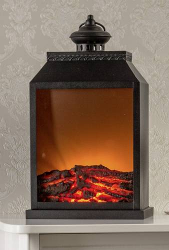 CD54-8768 LED-Laterne Kaminatmosphäre LED Schwarz Timer, mit Flackereffekt, mit Schalter