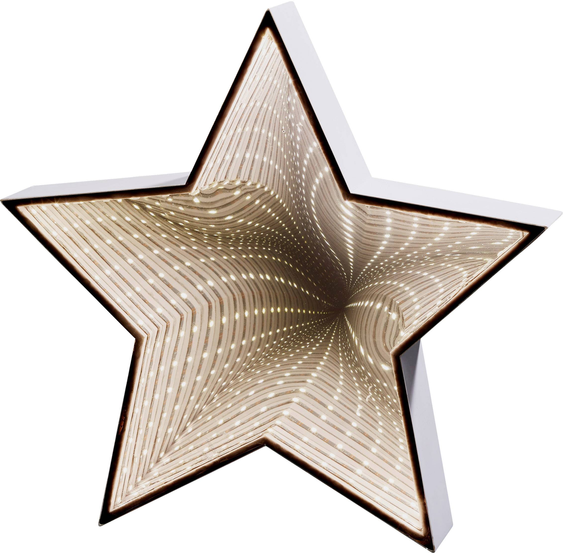 Hellum 522846 LED-Weihnachtsstern LED Chrom mit 3D-Effekt, mit Infinity-Effekt, Timer, verspiegelt