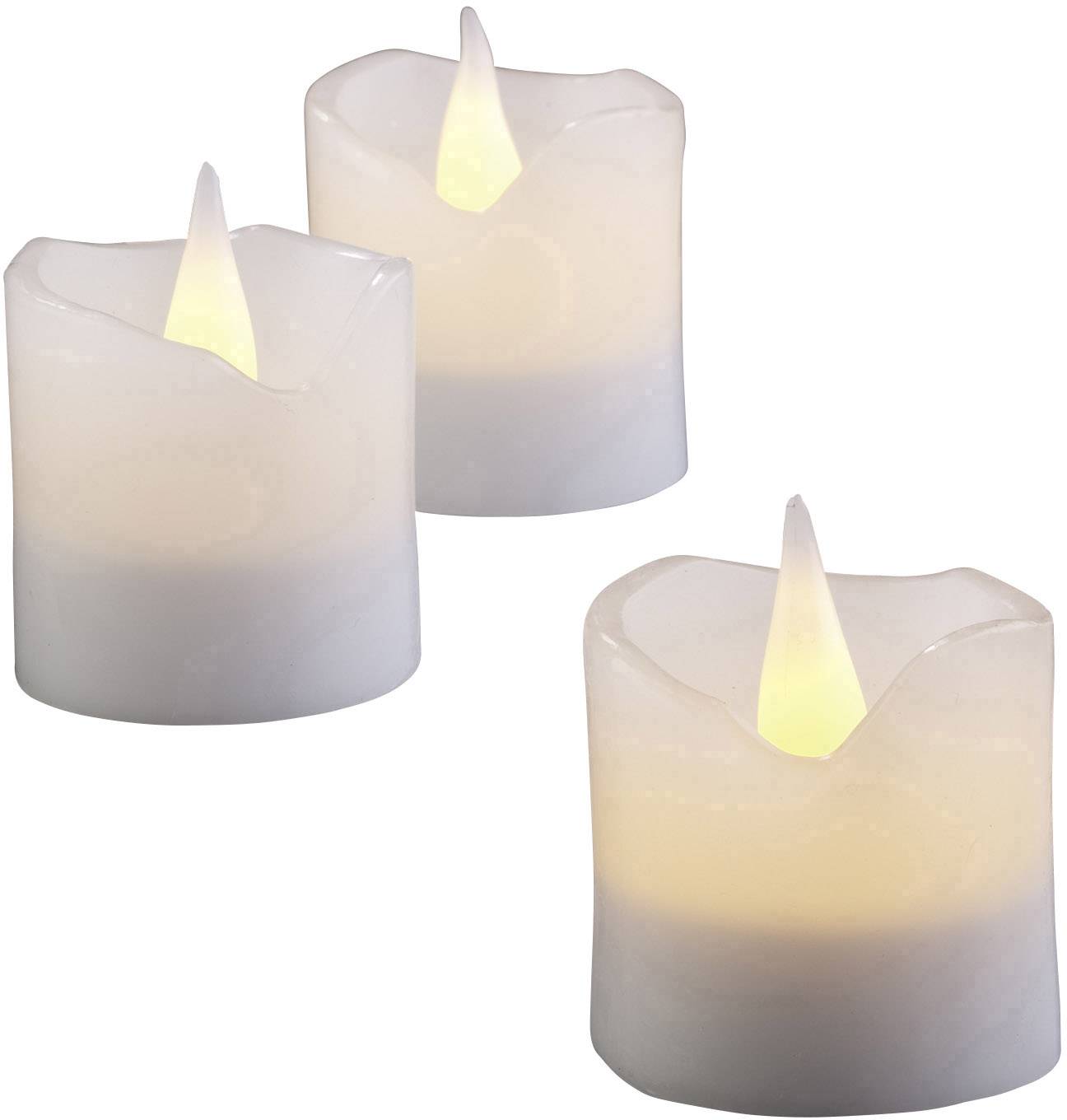 Hellum 572100 LED-Echtwachskerze 6er Set Weiß Gelb (Ø x H) 4cm x 4.2cm