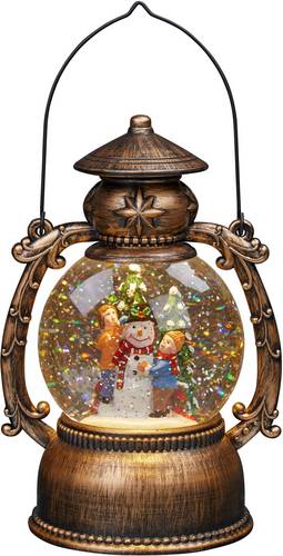 524321 LED-Laterne Schneemann LED Messing beschneit, mit Wasser gefüllt, mit Schalter