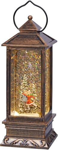 524345 LED-Laterne Schlittschuhfahrer-Pärchen LED Messing beschneit, mit Wasser gefüllt, mi