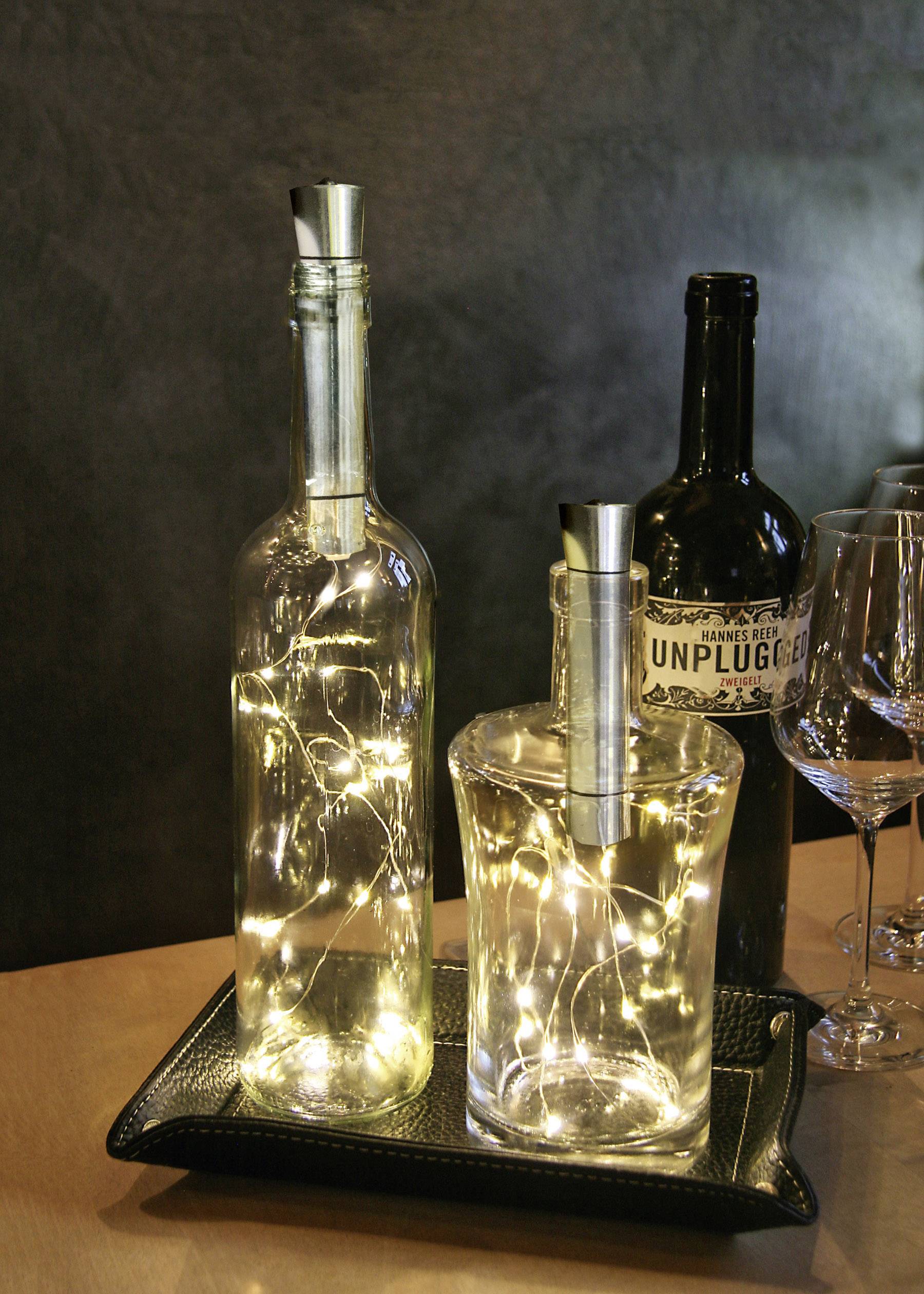 Hellum 522839 Motiv-Lichterkette Perlen Innen  batteriebetrieben Anzahl Leuchtmittel 40 LED Warmweiß  Timer, zum Selberdekorieren von Flaschen