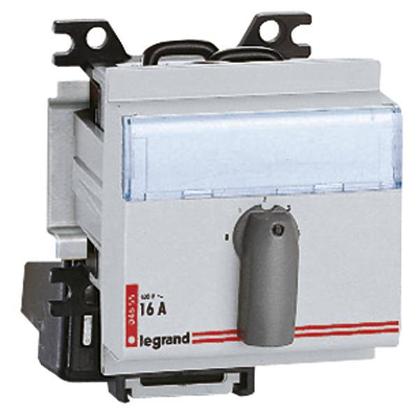 'Legrand 16A' Sicherungsautomat in Grau mit schwarzem Schalter, für Überstromschutz in elektrischen Schaltungen.