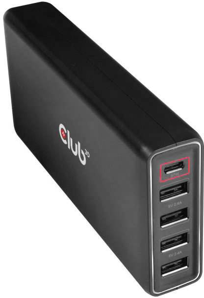 Club3D USB Ladestation 111W 4x USB-C®, 1x USB-A USB PD Schwarz Innenbereich