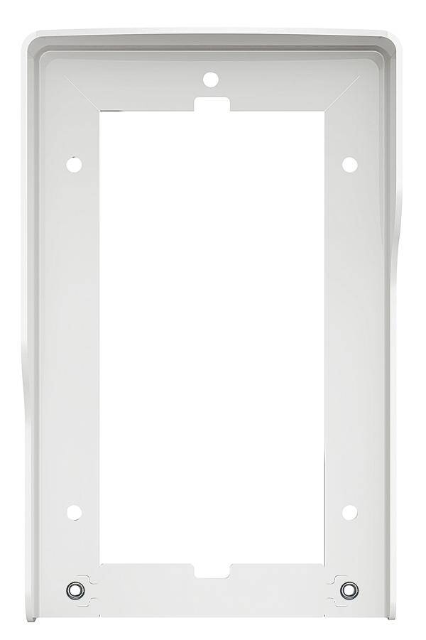 Weißer Kunststoffrahmen mit rechteckiger Öffnung, geeignet für die Montage über Schalter oder Steckdosen.