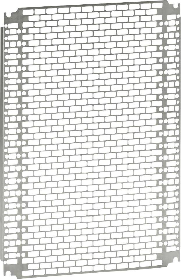 Metallgitter mit rechteckigen Aussparungen in Ziegelsteinmuster, vermutlich als Design- oder Baukomponente verwendet.