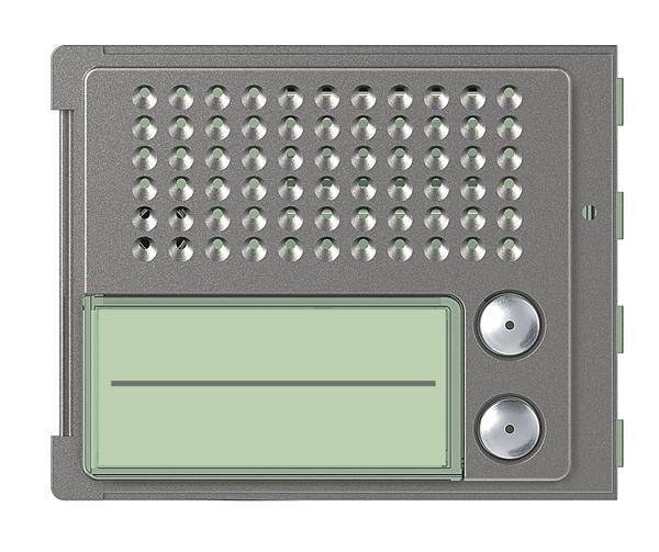 Klingelanlage mit Lautsprecher und zwei Tasten für die Namensschilder.