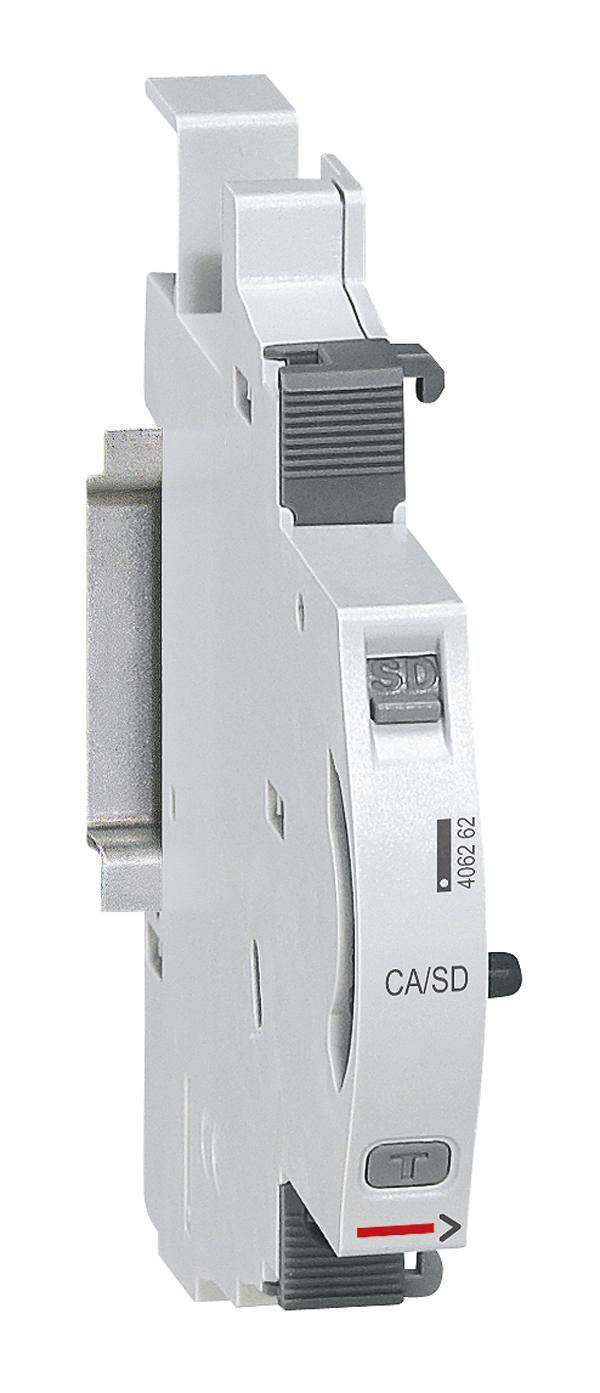 Ein grauer Rangieradapter mit der Beschriftung 'CA/SD'. Enthält Schieber zum Schalten und eine rote Markierung an der Unterseite.