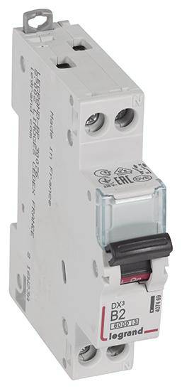 Legrand B2-Circuit Breaker, Typ DX3, mit schwarzem Schalter und transparentem Schutzdeckel. Geeignet für elektrische Sicherheit.