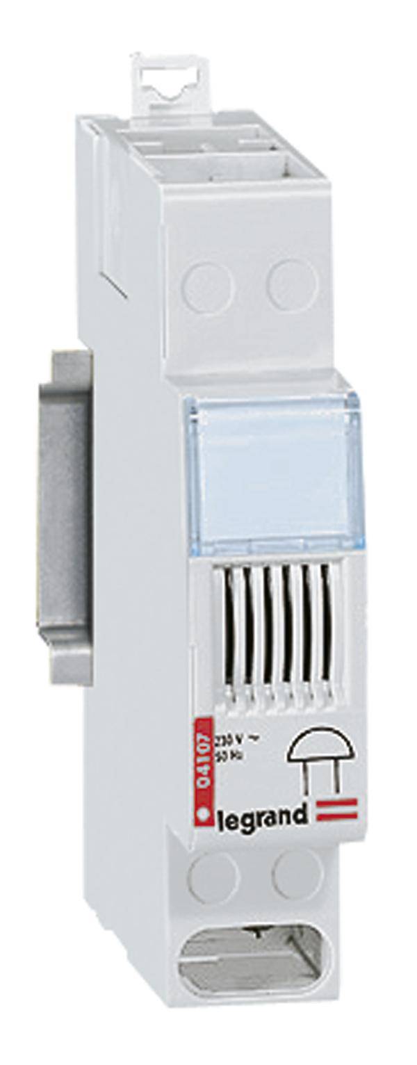 Ein elektronischer Schalter von Legrand zur Steuerung von elektrischen Geräten, mit mehreren Anschlüssen und Schaltzeichen.