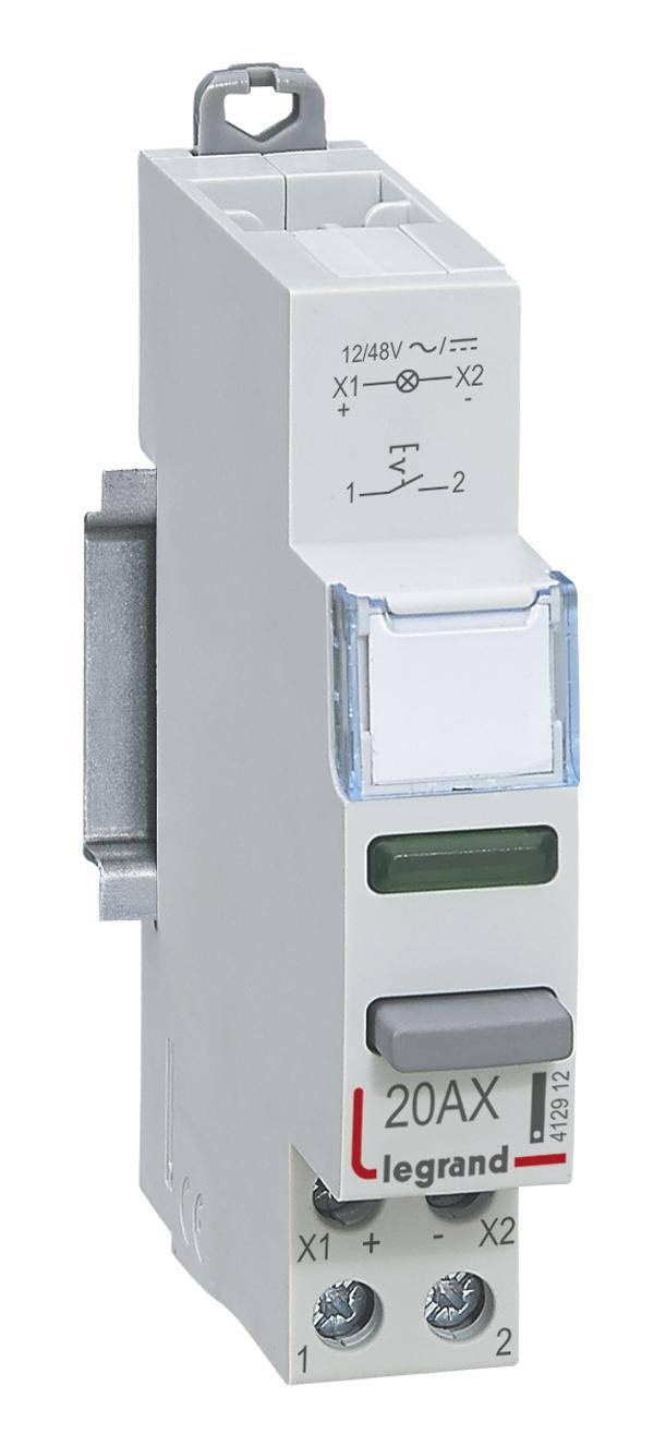 Schützmodul 20A, 12/48V von Legrand, mit zwei Anschlussklemmen. Geeignet für elektrische Steuerungen und Installationen.