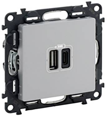 Legrand USB-Steckdose Valena Life Allure Aluminium 753306 5St.