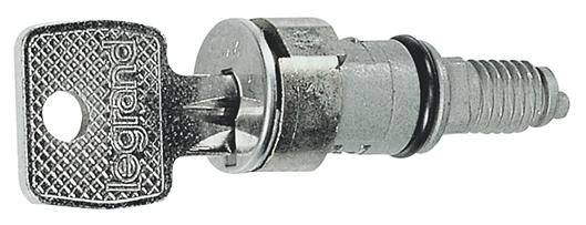 Eine silberne Legrand-Wendeschlüsselschloss mit Schlüssel.