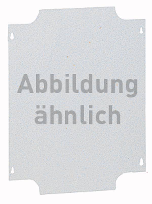Graue, rechteckige Metallplatte mit Schriftzug 'Abbildung ähnlich'.
