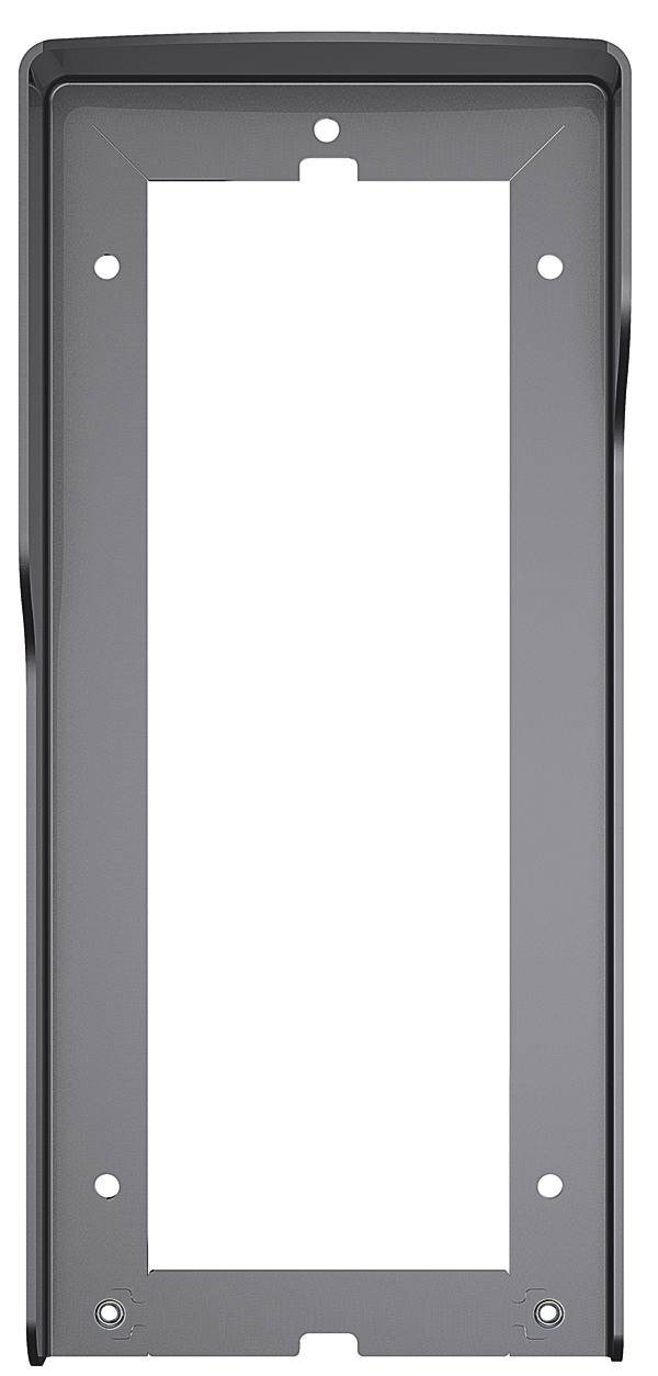 Ein rechteckiger, schwarzer Kunststoffrahmen mit mehreren Bohrlöchern an den Rändern.