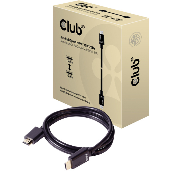 Club3D HDMI Anschlusskabel HDMI-A Stecker, HDMI-A Stecker 3.00 m Schwarz CAC-1373 Flammwidrig HDMI-
