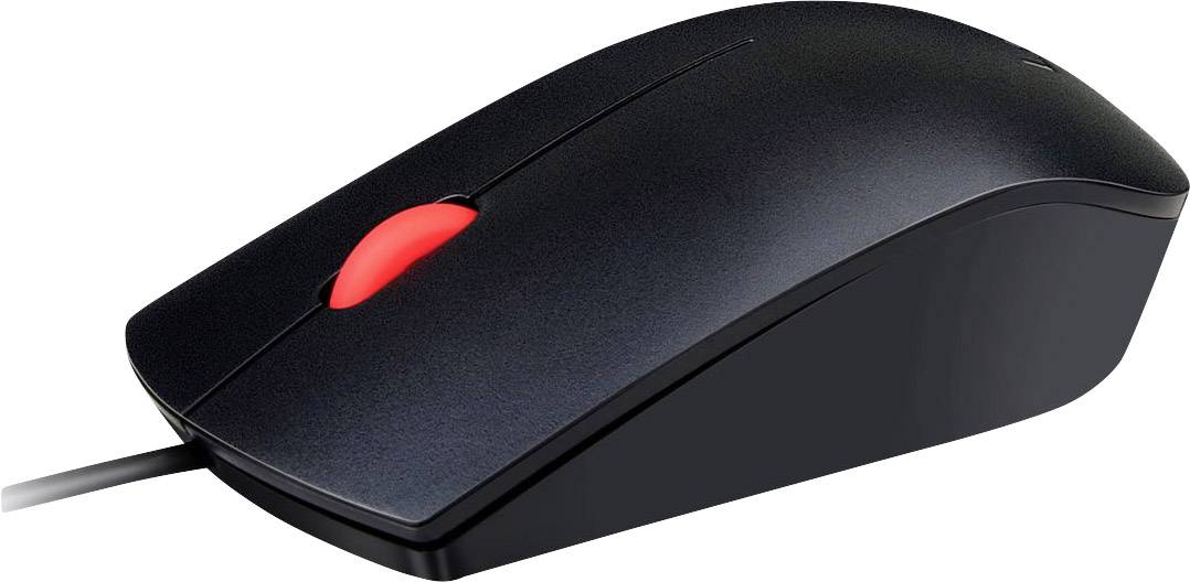 Lenovo Essential Ergonomische Maus USB Optisch Schwarz 3 Tasten 1600 dpi Ergonomisch