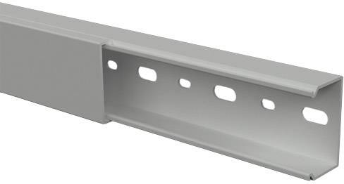 Silbernes Metallprofil mit rechteckigem Querschnitt und gestanzten Löchern, verwendet für Bau- oder Regalprojekte.