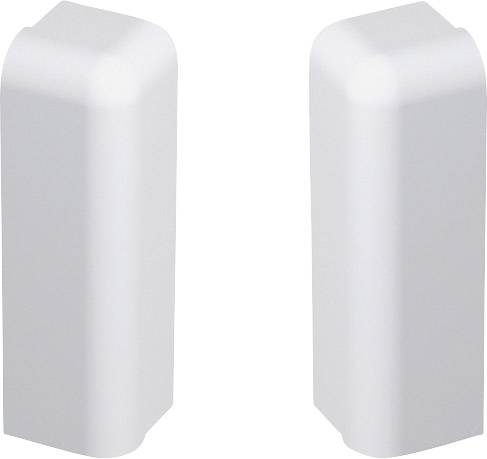 Zwei weiße, rechtwinklige Kunststoffabdeckungen, vermutlich für dekorative oder schützende Zwecke.