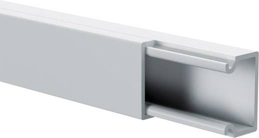 Graues, offenes Metallbalkenprofil in U-Form, horizontal ausgerichtet.