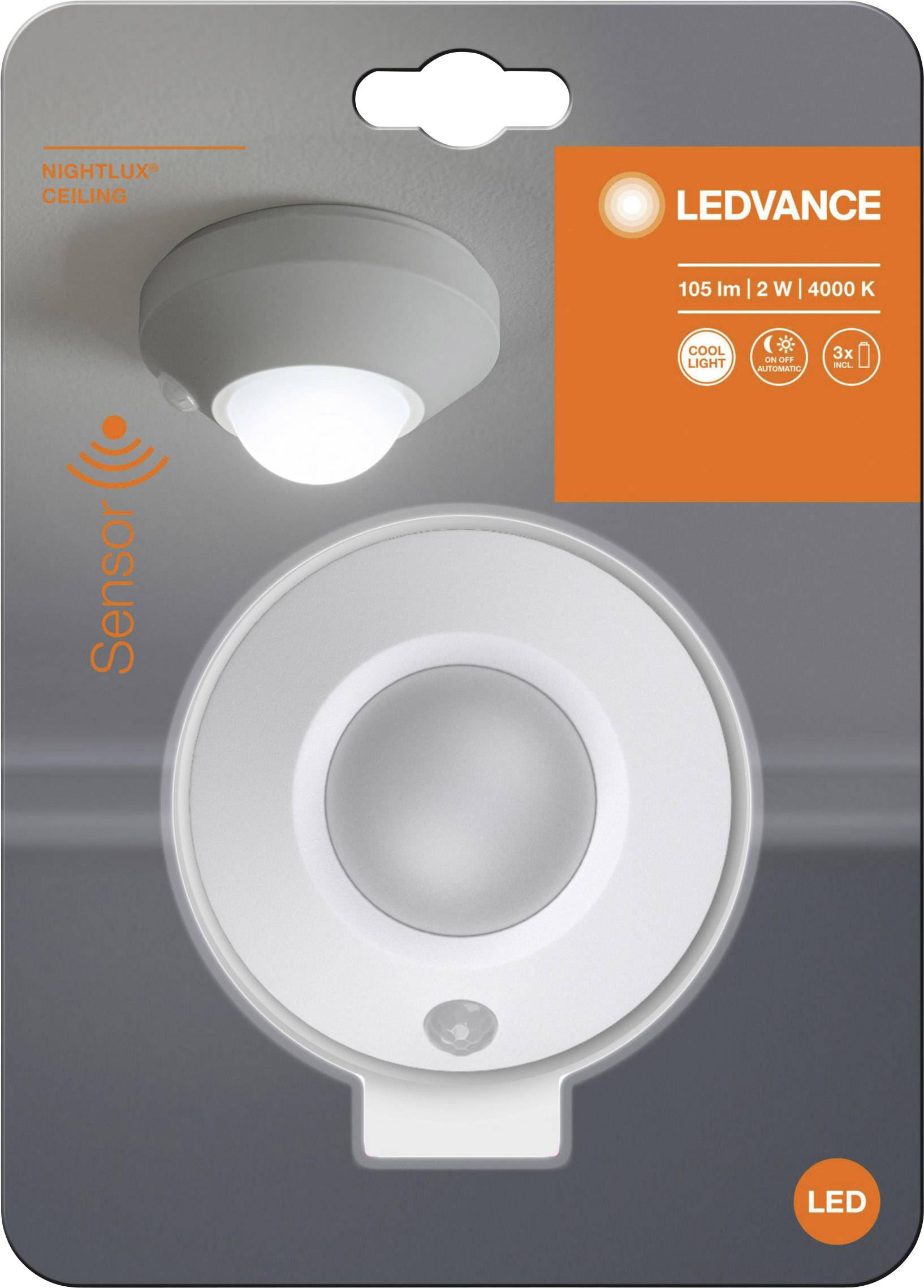 LEDVANCE NIGHTLUX® Ceiling L 4058075270886 LED-Nachtlicht mit Bewegungsmelder Rund LED Neutralweiß Weiß